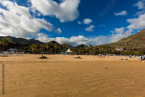 Perfect sandy beach in hot summer day