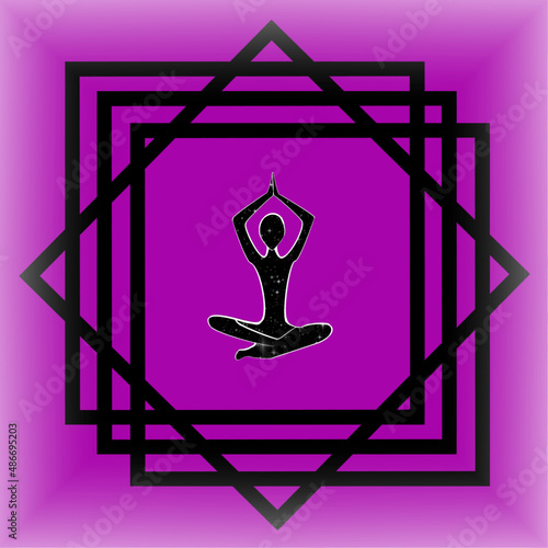 Mujer meditando con cuerpo celestial.