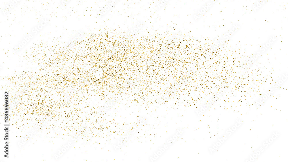 Gold Glitter Texture Isolated on White. Amber Particles Color. Celebratory Background. Golden Explosion of Confetti. Overlay Textured. Digitally Generated Image. Vector Illustration, EPS 10.
