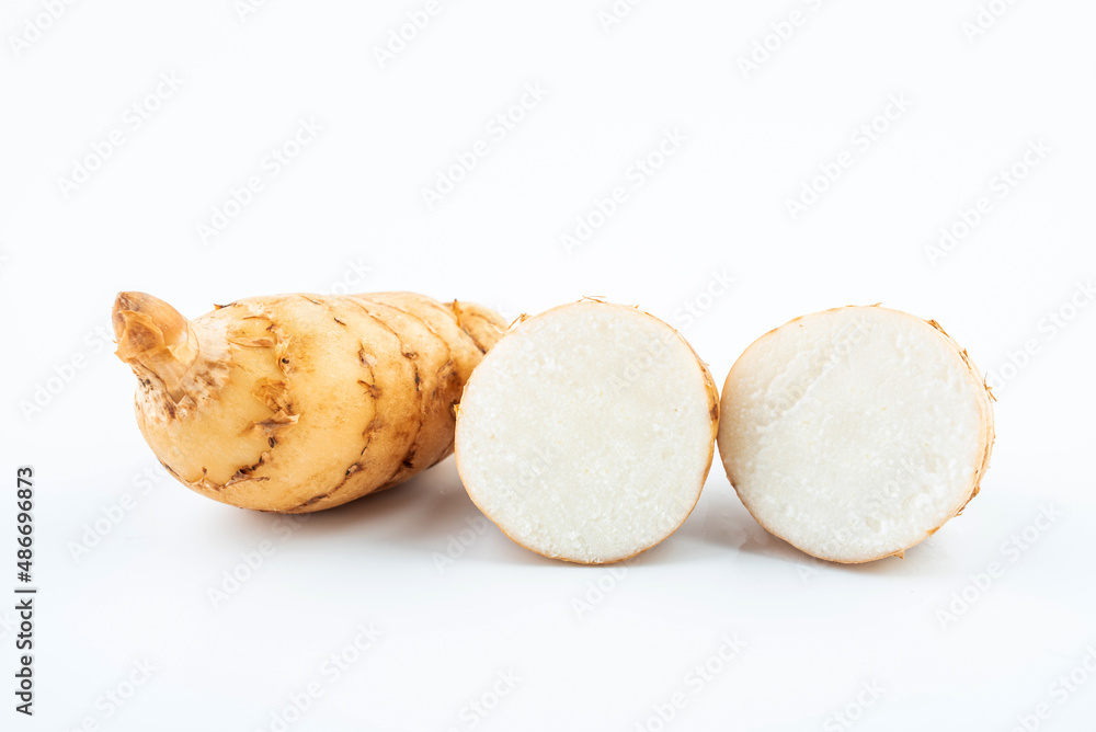 Fresh Gastrodia elata with Chinese herbal medicine on white background Fresh Gastrodia elata with Chinese herbal medicine on white background