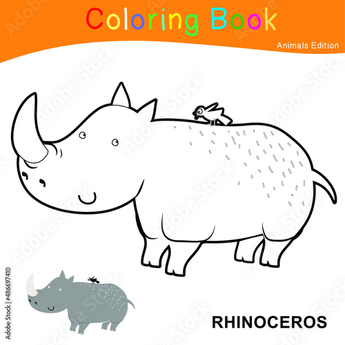 Coloring animal worksheet page. Educational printable coloring worksheet. Coloring game for preschool children. Black and white vector illustration. Motor skills education.