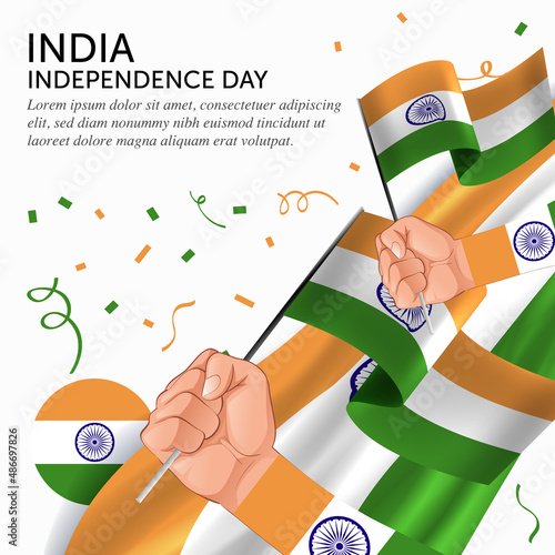 India Independence Day Anniversary. Banner, Greeting card, Flyer design. Poster Template Design