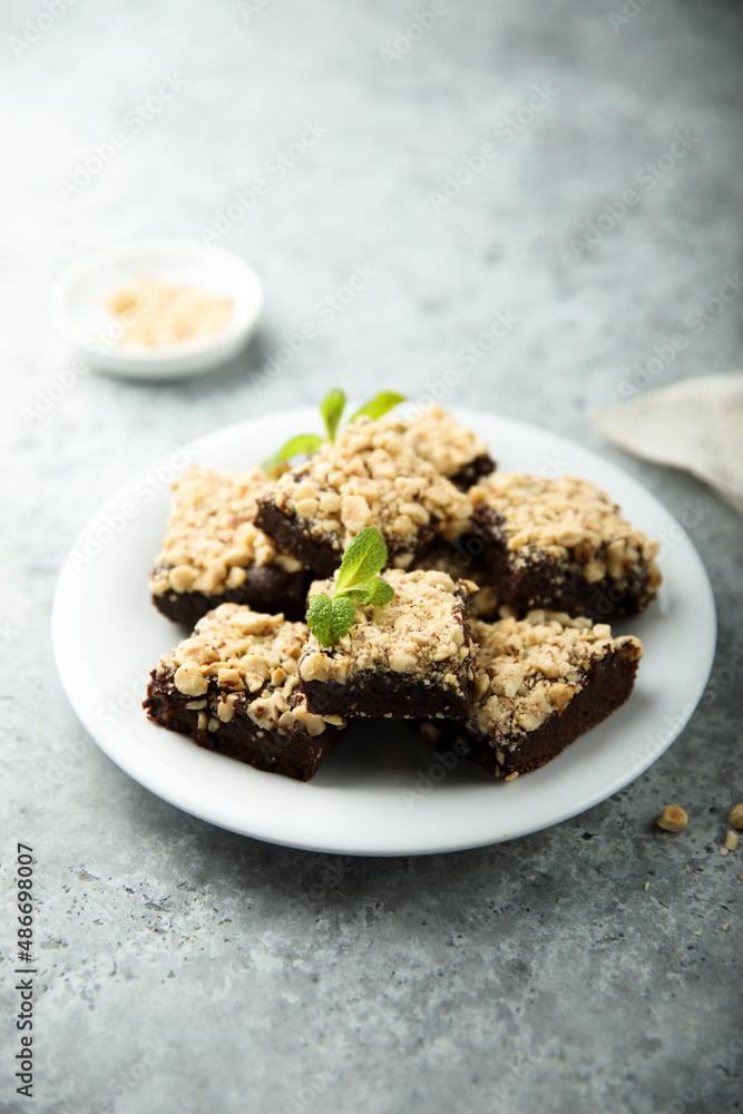 Traditional homemade brownies with nuts Traditional homemade brownies with nuts