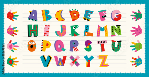 Colorful Font Design With Abstract Shapes