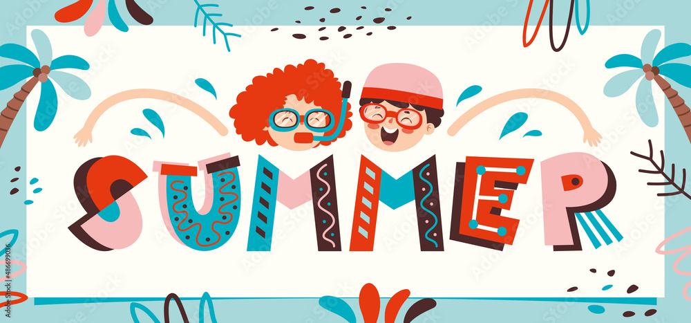 Colorful Font Design With Abstract Shapes Colorful Font Design With Abstract Shapes