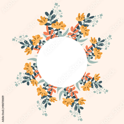 Flower circle frame with place for your text. Vector illustration