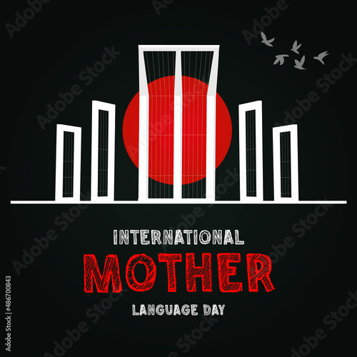 International Mother language Day social media post design in black background