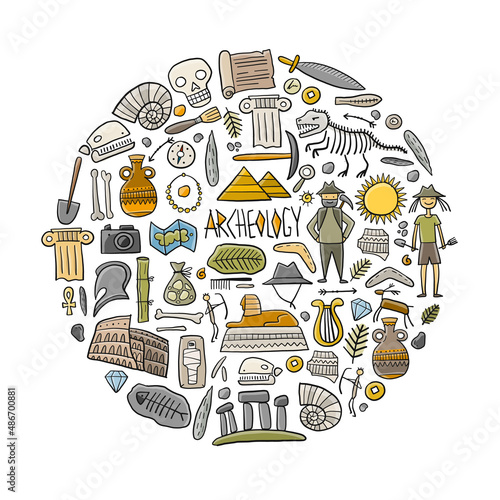 Archeology ancient history. Art frame for your design