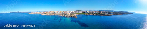 Panoramic view of Alghero shore on a sunny day