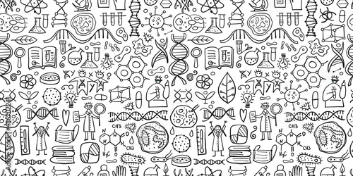Genetics and chemistry  biology seamless pattern for your design