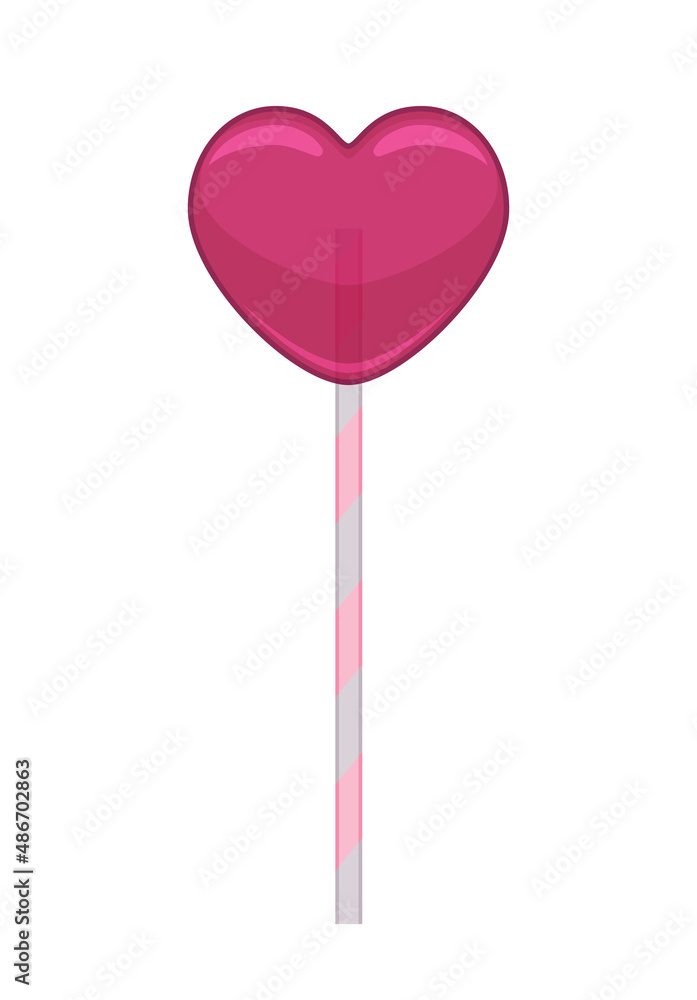a heart-shaped lollipop on a stick. vector illustration for printing on fabric, clothing, postcards, holiday products. Element for prints, collages and designs