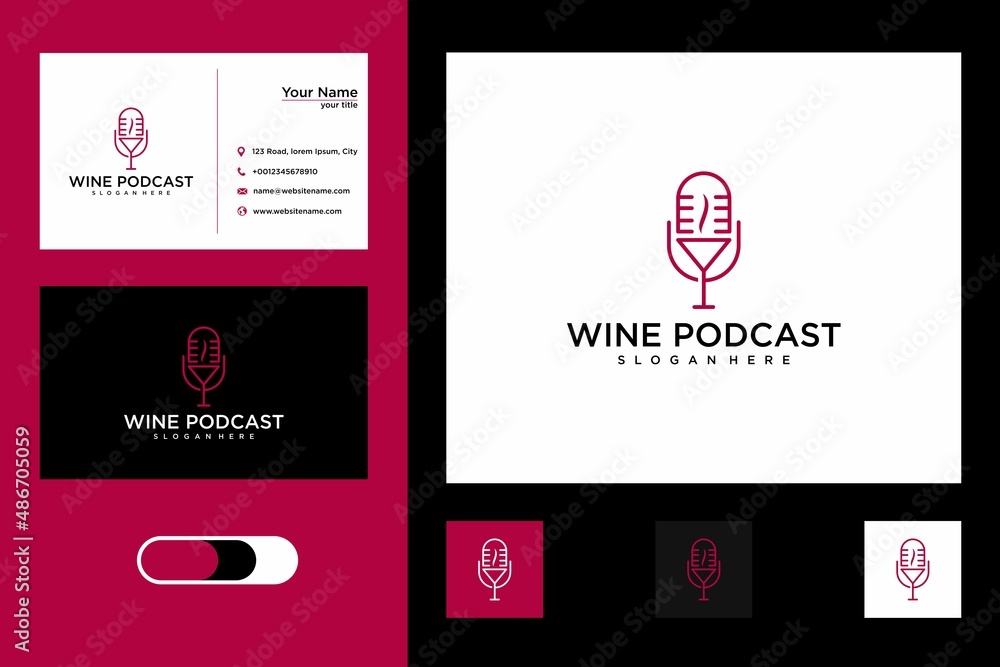 wine with podcast  logo design