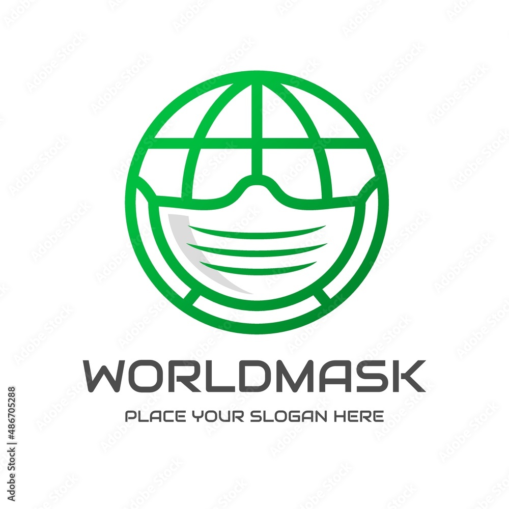 World mask vector logo template. This design use medical and globe symbol. World mask vector logo template. This design use medical and globe symbol.