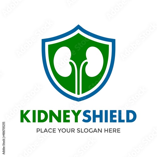 Kidney shield vector logo template. This design use security symbol. Suitable for medical.