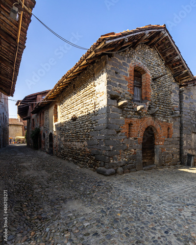 Ricetto di Candelo (Shelter of Candelo) in a typical medieval village in Biella province, Piedmont, Italy photo