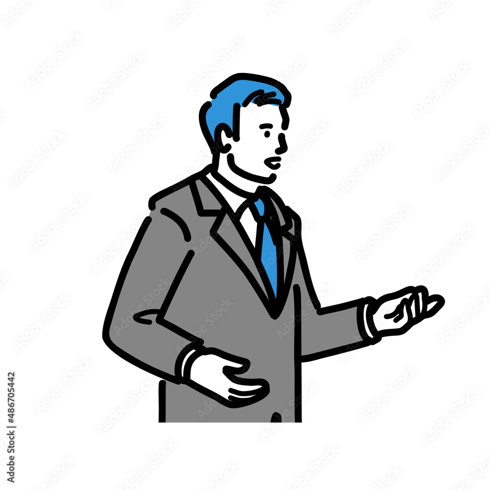 話している上半身の若いスーツの男性
話している上半身の若いスーツの男性