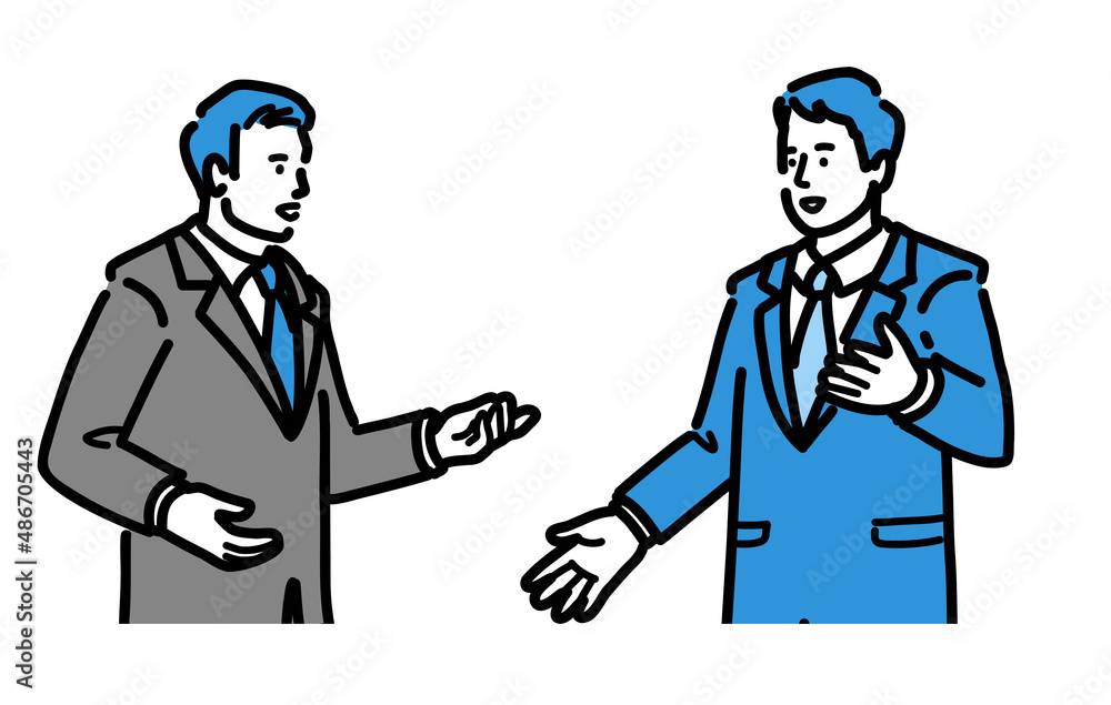 対話している上半身の若いスーツの男性
対話している上半身の若いスーツの男性