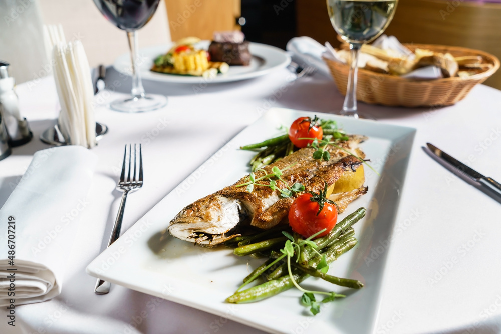 grilled fish with vegetables and wine grilled fish with vegetables and wine