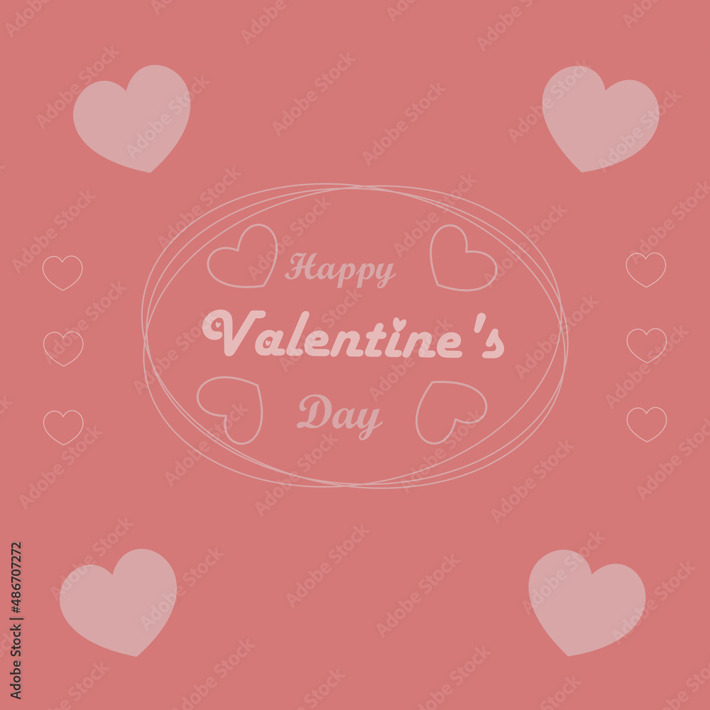 valentine for february 14 with hearts with text happy valentine's day