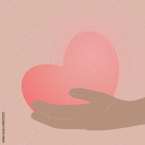 sign valentine hand holding healthy pink heart logo