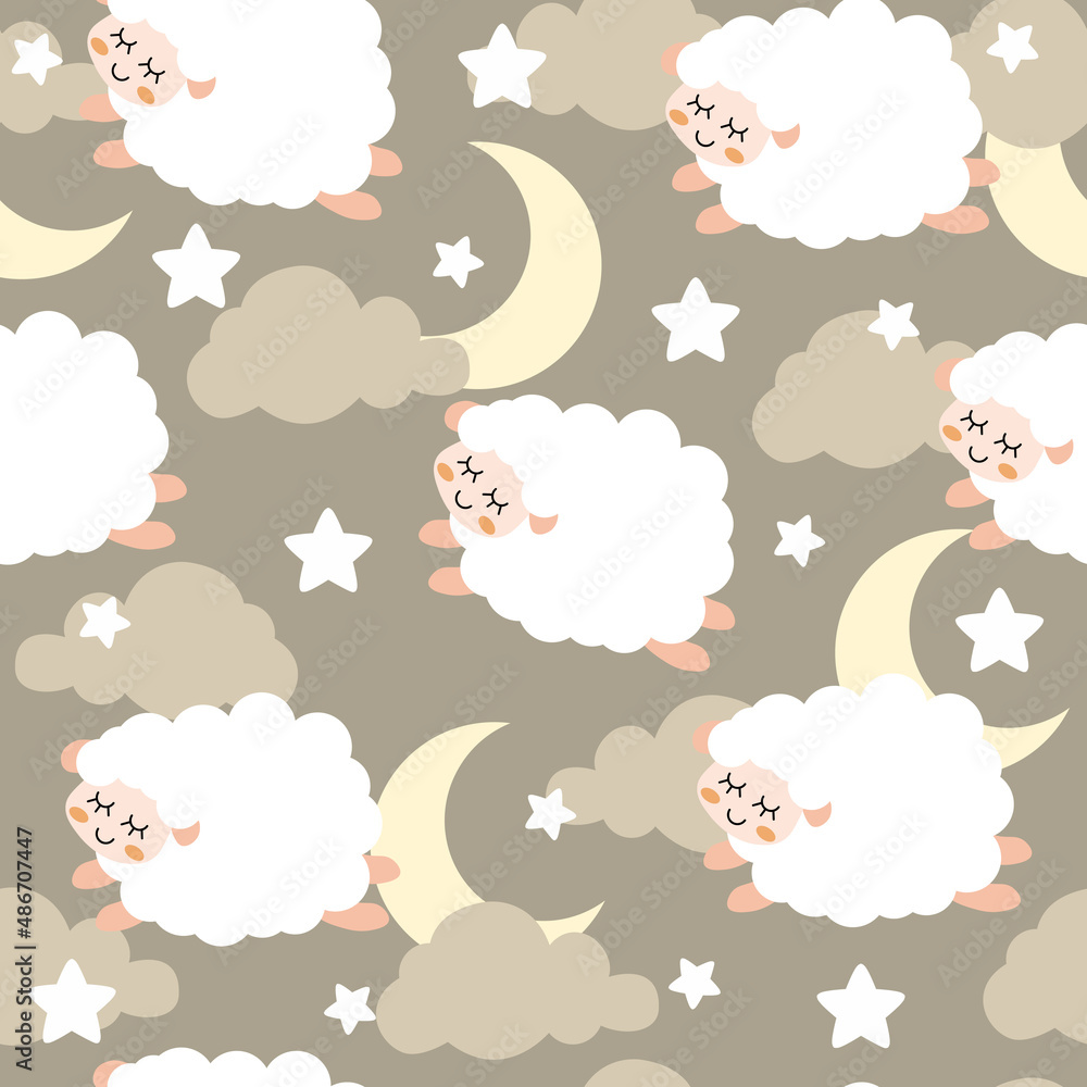 cute creative kiddy design with hand-drawn shapes for textile, wrapping, wallpaper and apparel. Dreaming concept.