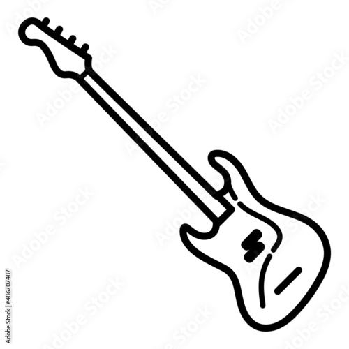 Bass Guitar Flat Icon Isolated On White Background
