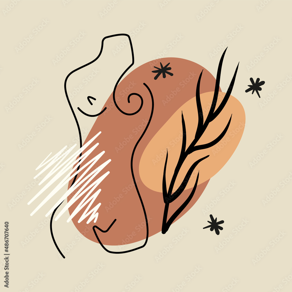 Modern collage with abstract shapes, mid century modern wall art, scandinavian style hand drawn design elements Modern collage with abstract shapes, mid century modern wall art, scandinavian style hand drawn design elements