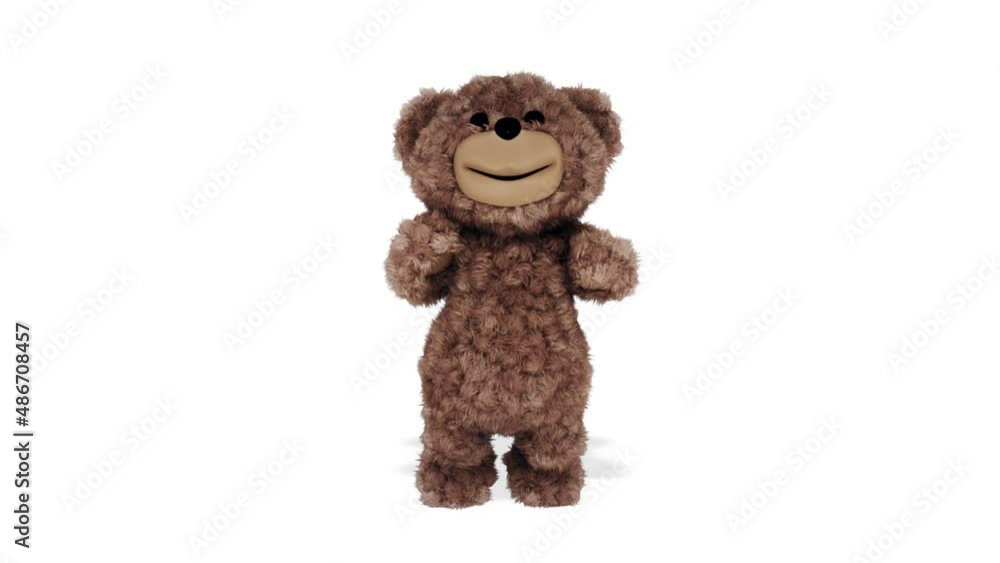 Teddy Bear Funny Dancing Looped Video White Background Teddy Bear Funny Dancing Looped Video White Background