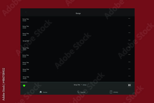 Music player UI design with black colour.