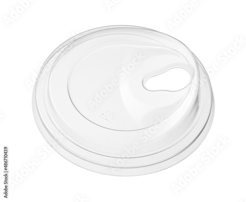 Plastic drinking cup cover lid disposable (with clipping path) isolated on white background