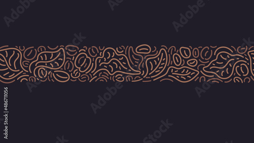 Coffee print Tropical bush, abstract beans, leaves