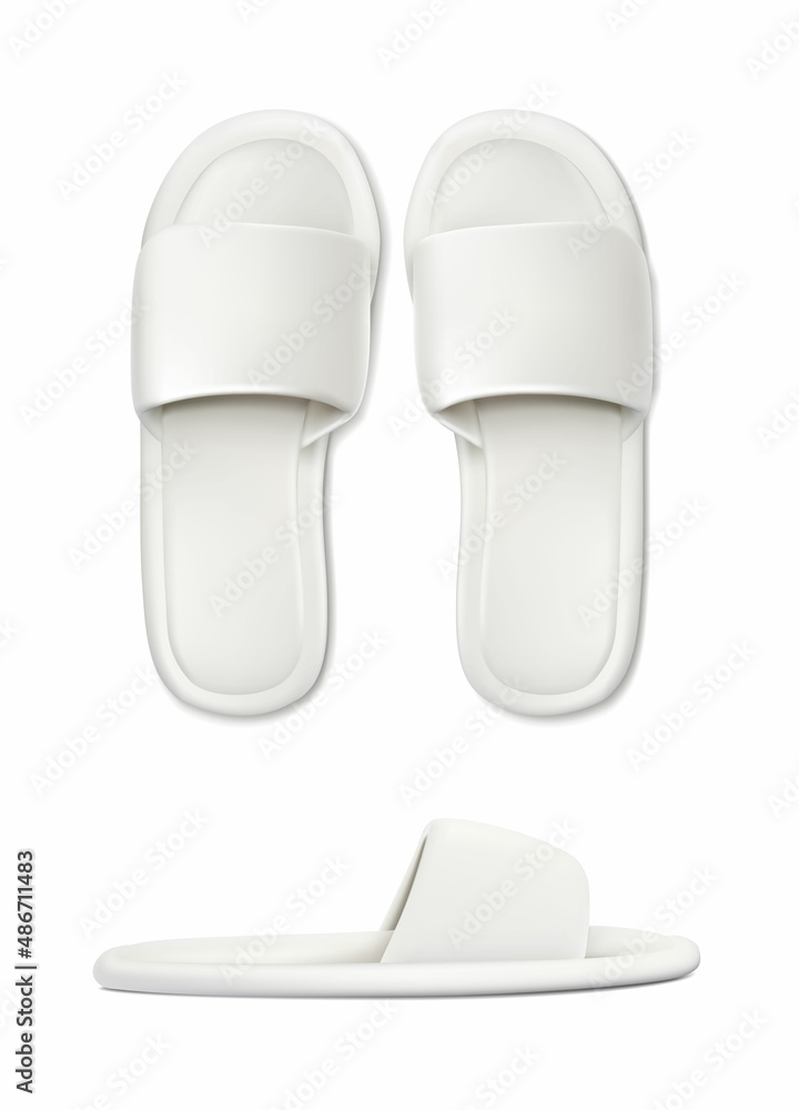 3d realistic vector icon set. White home sleppers in side and top view. Spa, massage template. 3d realistic vector icon set. White home sleppers in side and top view. Spa, massage template.