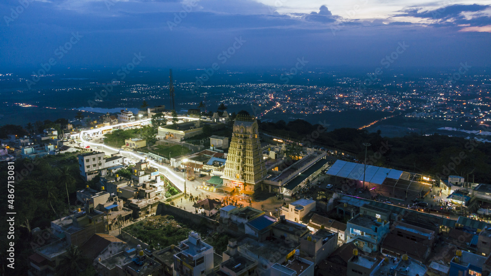 Fototapeta premium Scenic Chamundi Hills of Mysore. Karnataka captured during Sunset