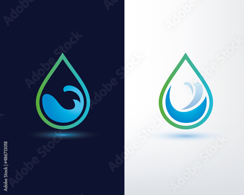 water drop stylized symbol, logo template