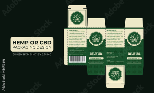 Hemp or CBD oil bottle label design or packaging design template