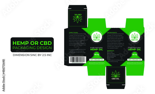 Hemp or CBD oil bottle label design or packaging design template