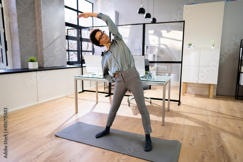 Stretching Office Workout. Desk Stretch Exercise
