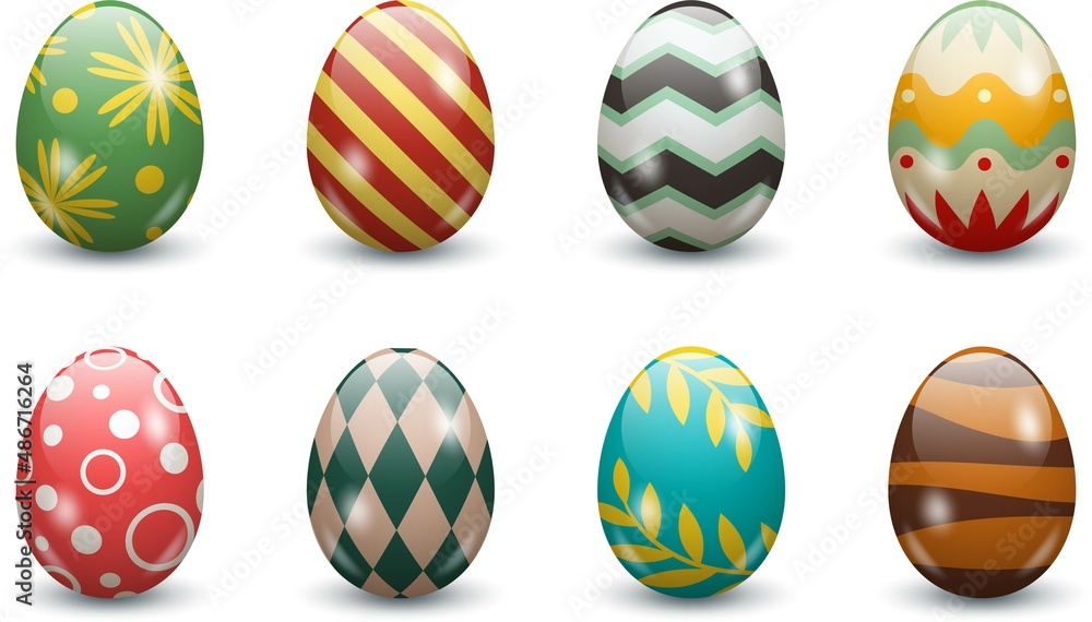 Set of colorful Easter eggs on white background. Vector illustration Set of colorful Easter eggs on white background. Vector illustration