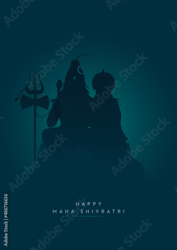 Happy Maha Shivratri Minimal Poster, Shiv Parvati Minimal Poster - Vector