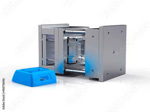 Fotografia 3D render of plastic moulding machine