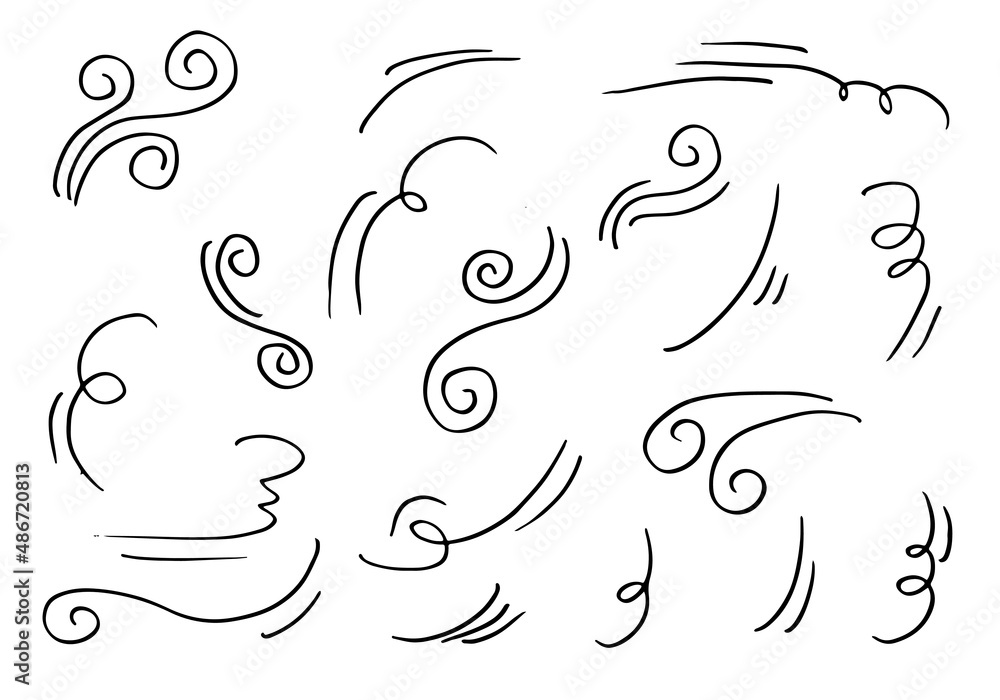Fototapeta premium doodle wind illustration vector handrawn style isolated on white background.