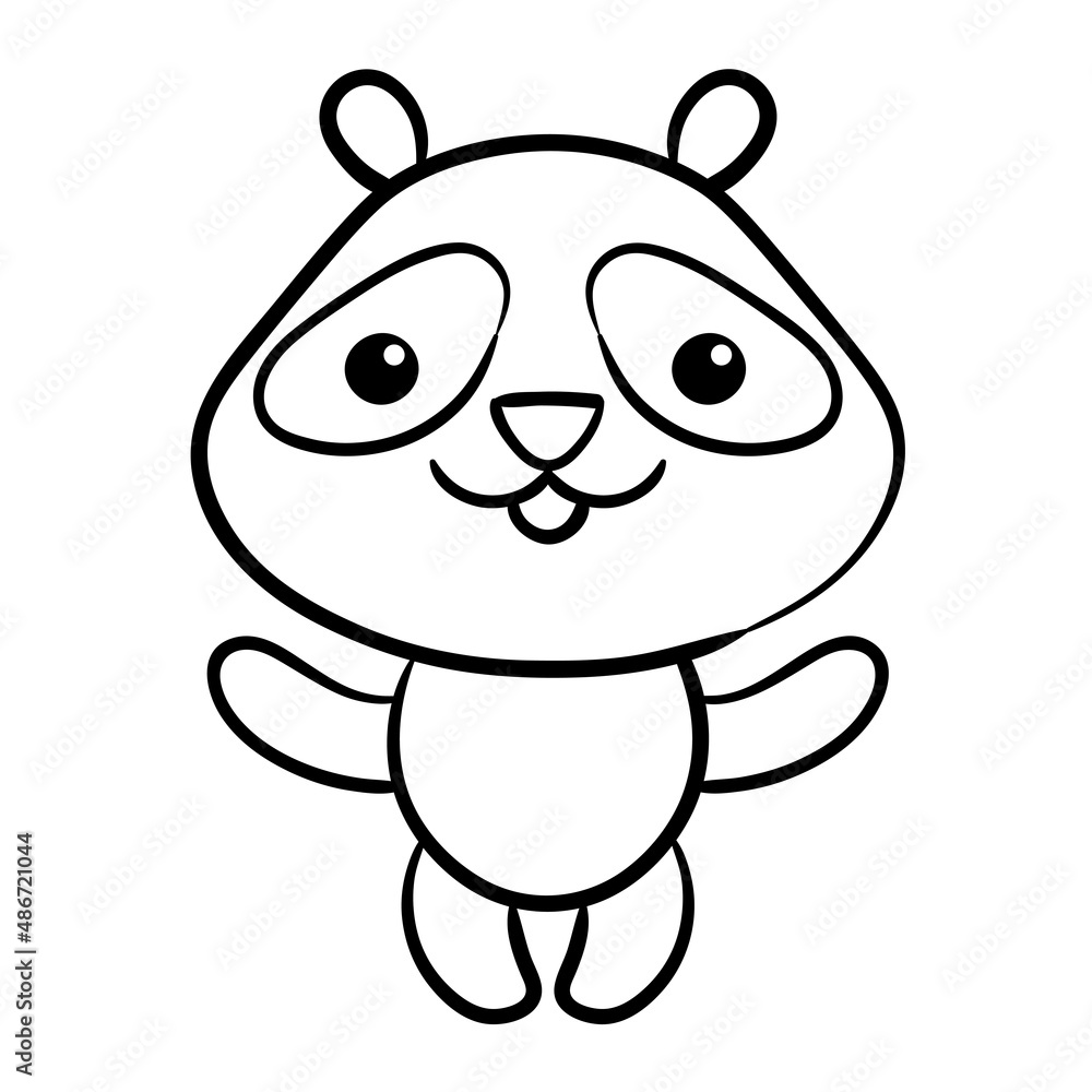 Cute panda cartoon icon. Vector illustration Chinese bear icons. Cartoon panda logo.