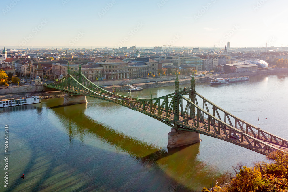 Elisabeth (Erzsebet) bridge over Danube river in Budapest, Hungary