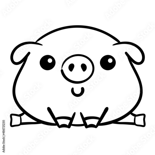 Funny pigs vector illustration. Cute farm animal character.
