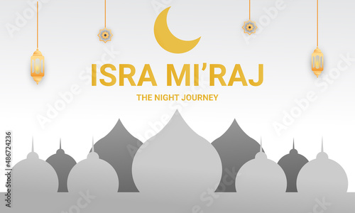 Isra Mi'raj. The Night Journey. White Background.