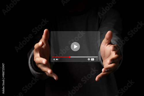 streaming online, watching video on internet hologram concept