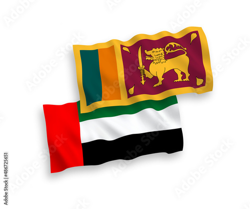 Flags of Sri Lanka and United Arab Emirates on a white background