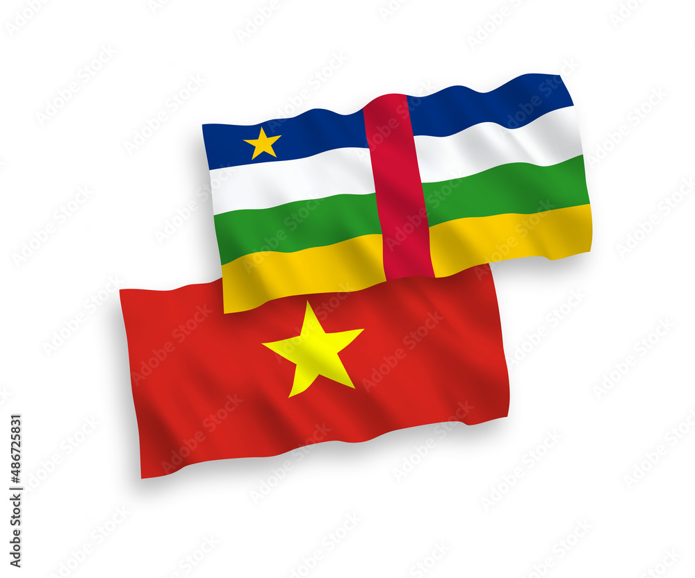 Fototapeta premium Flags of Central African Republic and Vietnam on a white background