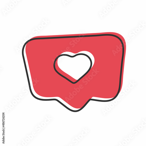 Emoticon heart on speech tought speech bubble icon design. Like sign icon.