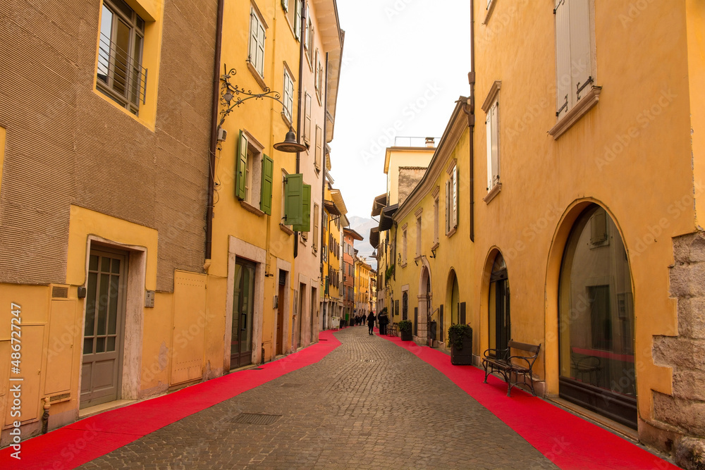 A quiet street on Christmas Day in the small town of Arco on the North Garda Plain, Trentino-Alto Adige, Italy
